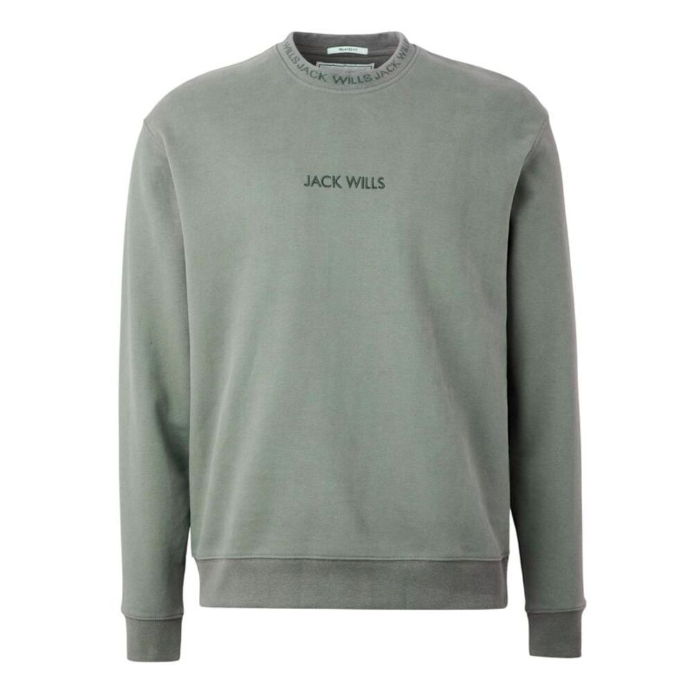 Jack Wills Mens Jacquard Crew Neck Sweatshirt / Washed Khaki